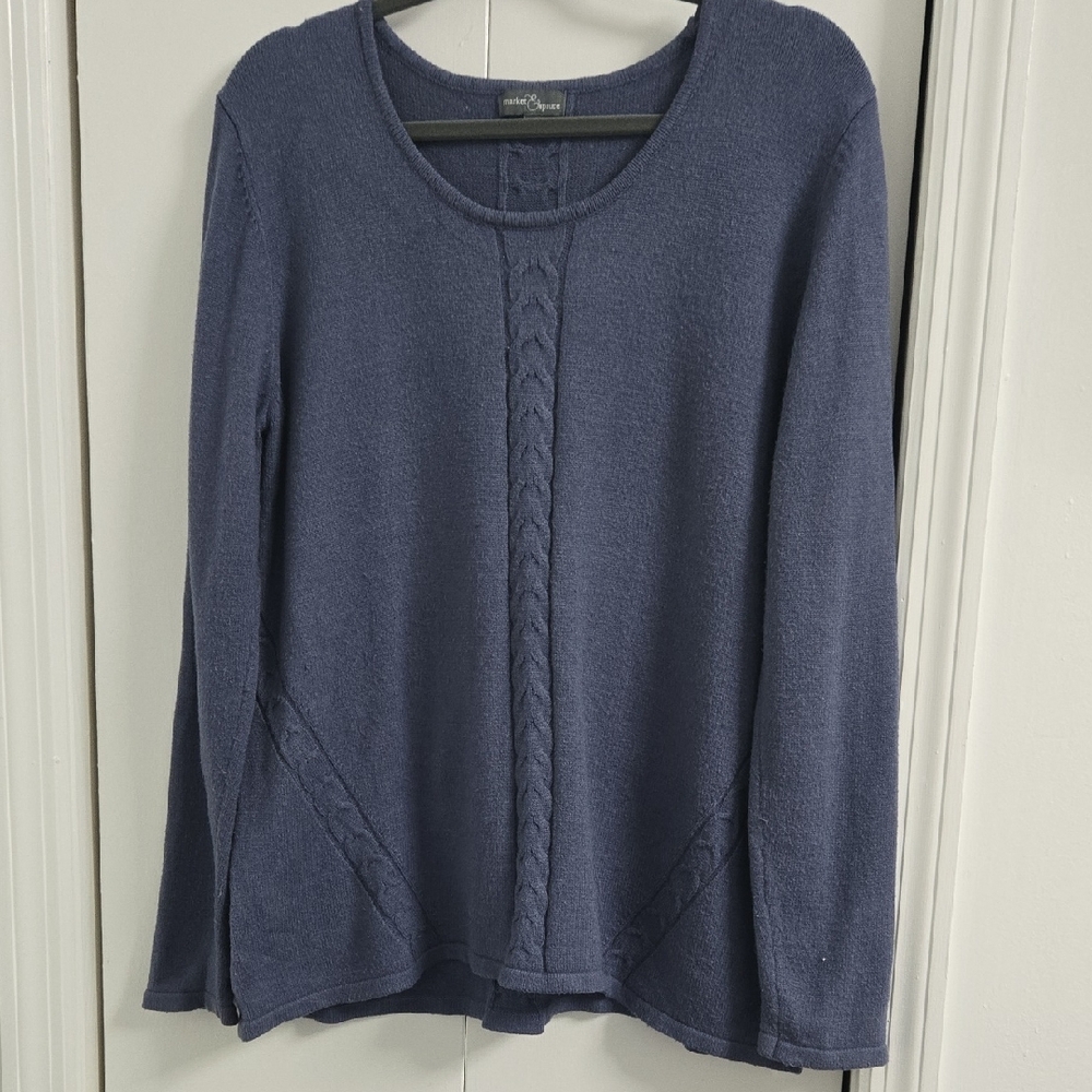 Market & Spruce Cable Knit Blue Sweater